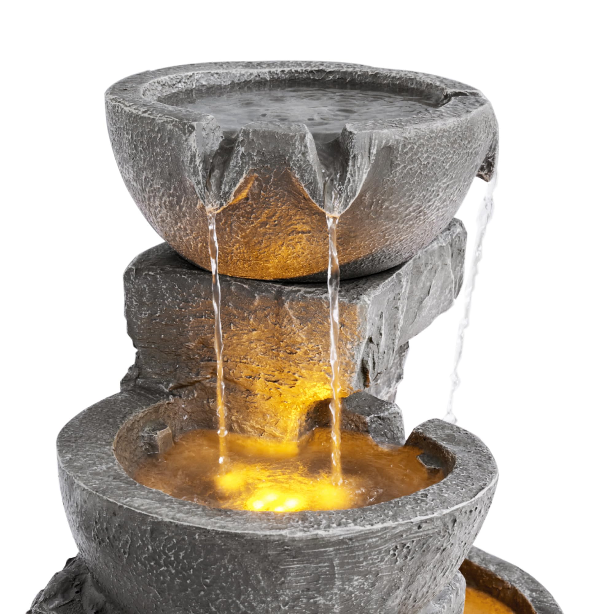 Teamson Home cascading bowls create gentle water sounds during outdoor gatherings.