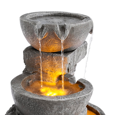 Teamson Home cascading bowls create gentle water sounds during outdoor gatherings.