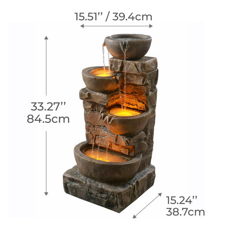 Teamson Home cascading bowls with stacked stones form a natural focal point