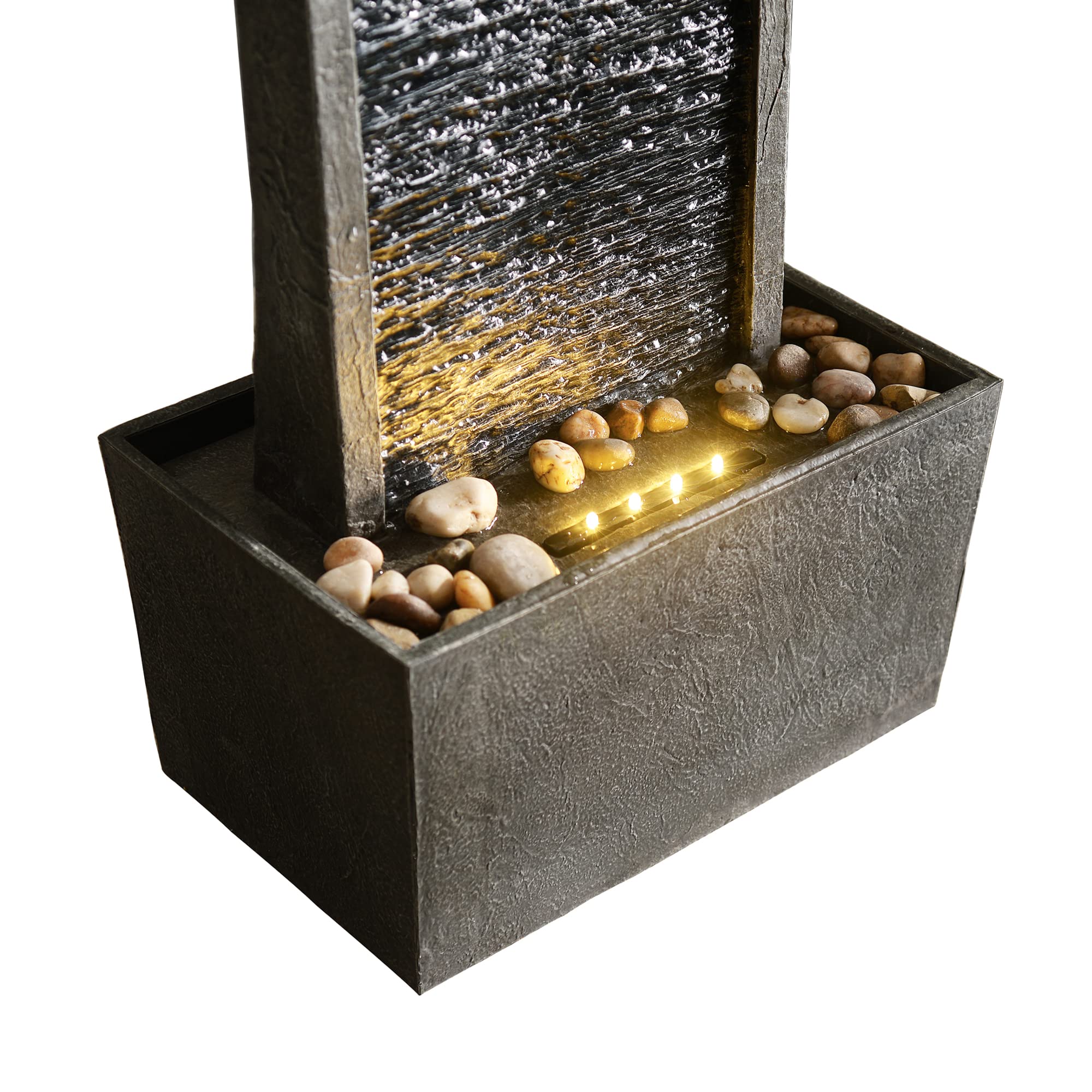 Teamson Home LED lights illuminate the fountain for magical nighttime display.
