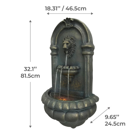 Teamson Home Lion Head Wall Fountain lightweight polyresin material for easy installation.