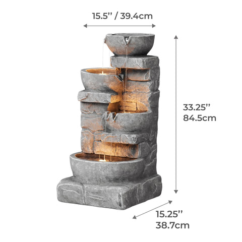 Teamson Home 33.25-inch fountain enhances outdoor spaces with a calming water display.