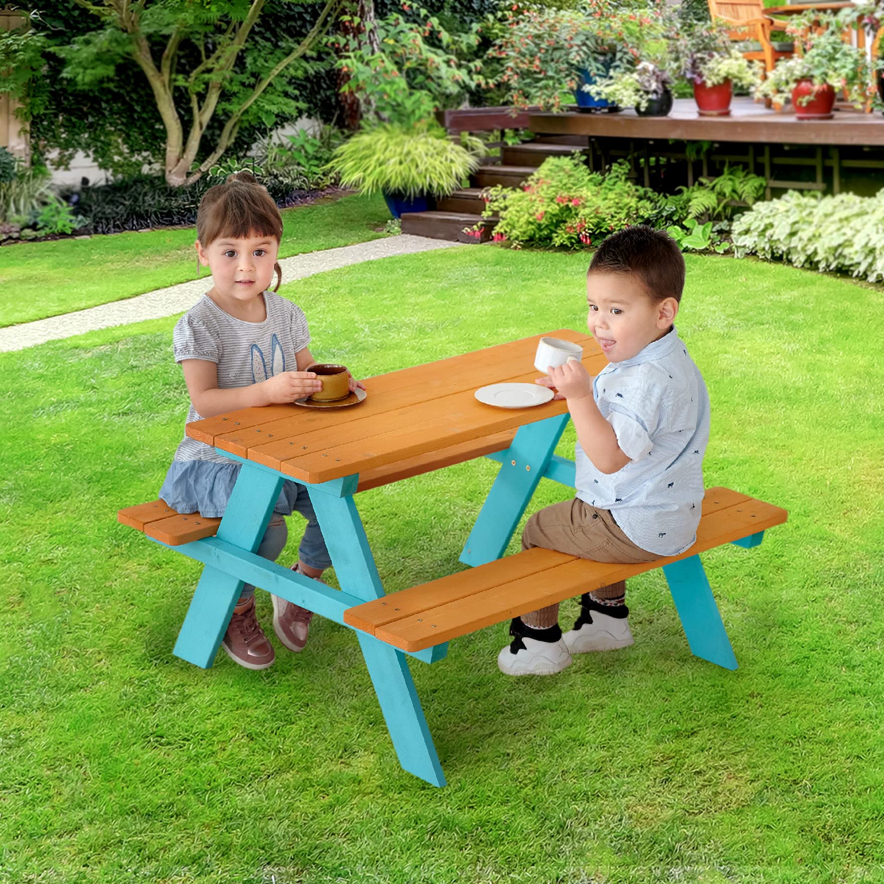 Teamson Kids built-in benches image highlighting cozy seating for snacks