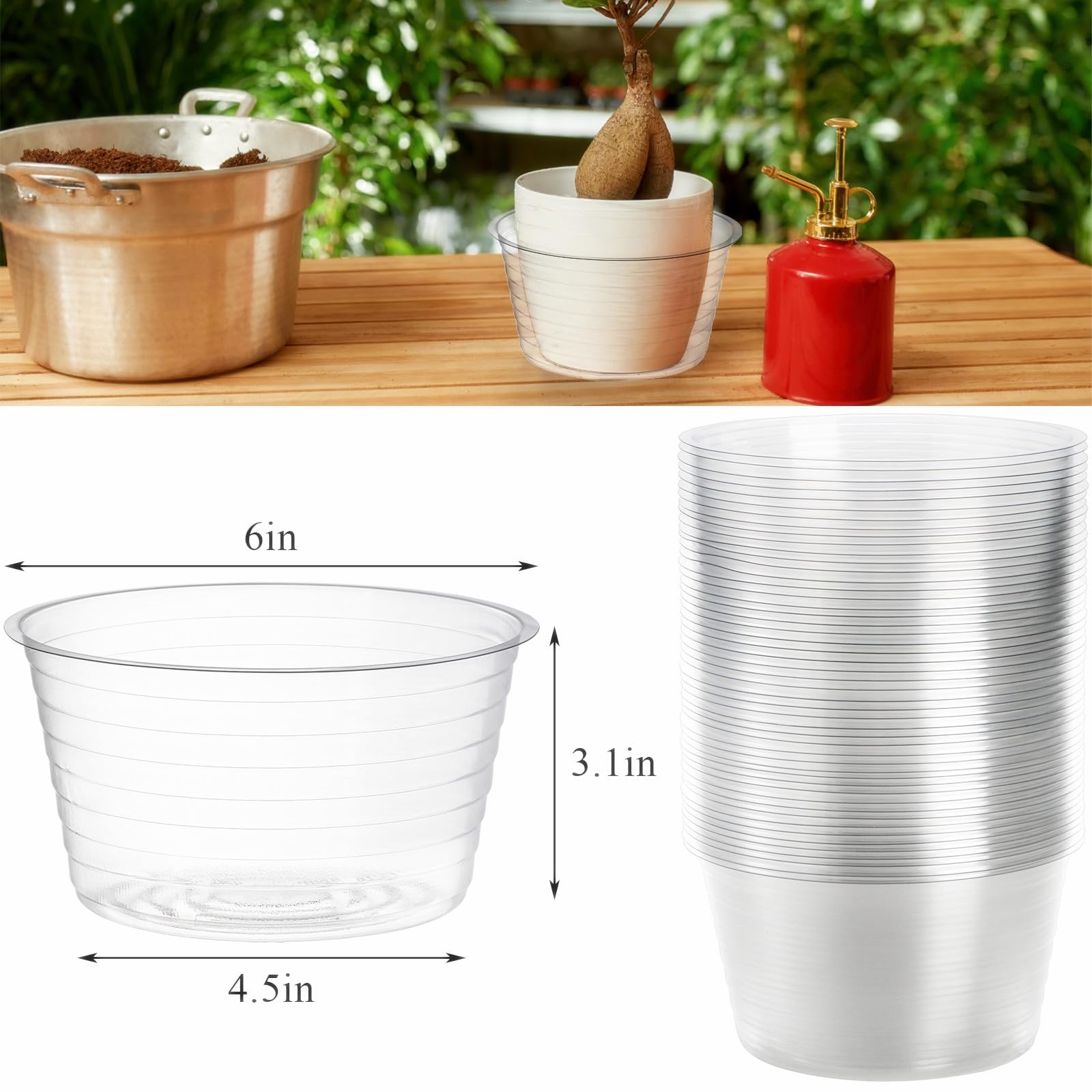 Tebery clear PET drip trays with water-level visibility.