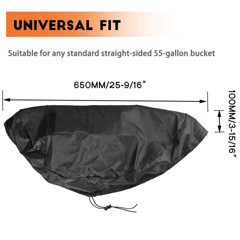 TECARATE drum cover with stretchable drawstring keeps the barrel securely in place.