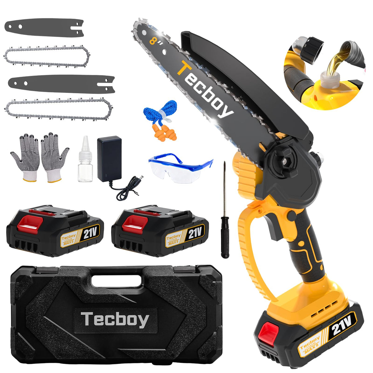 Tecboy 8 inch mini chainsaw with 2 in 1 function for versatile pruning