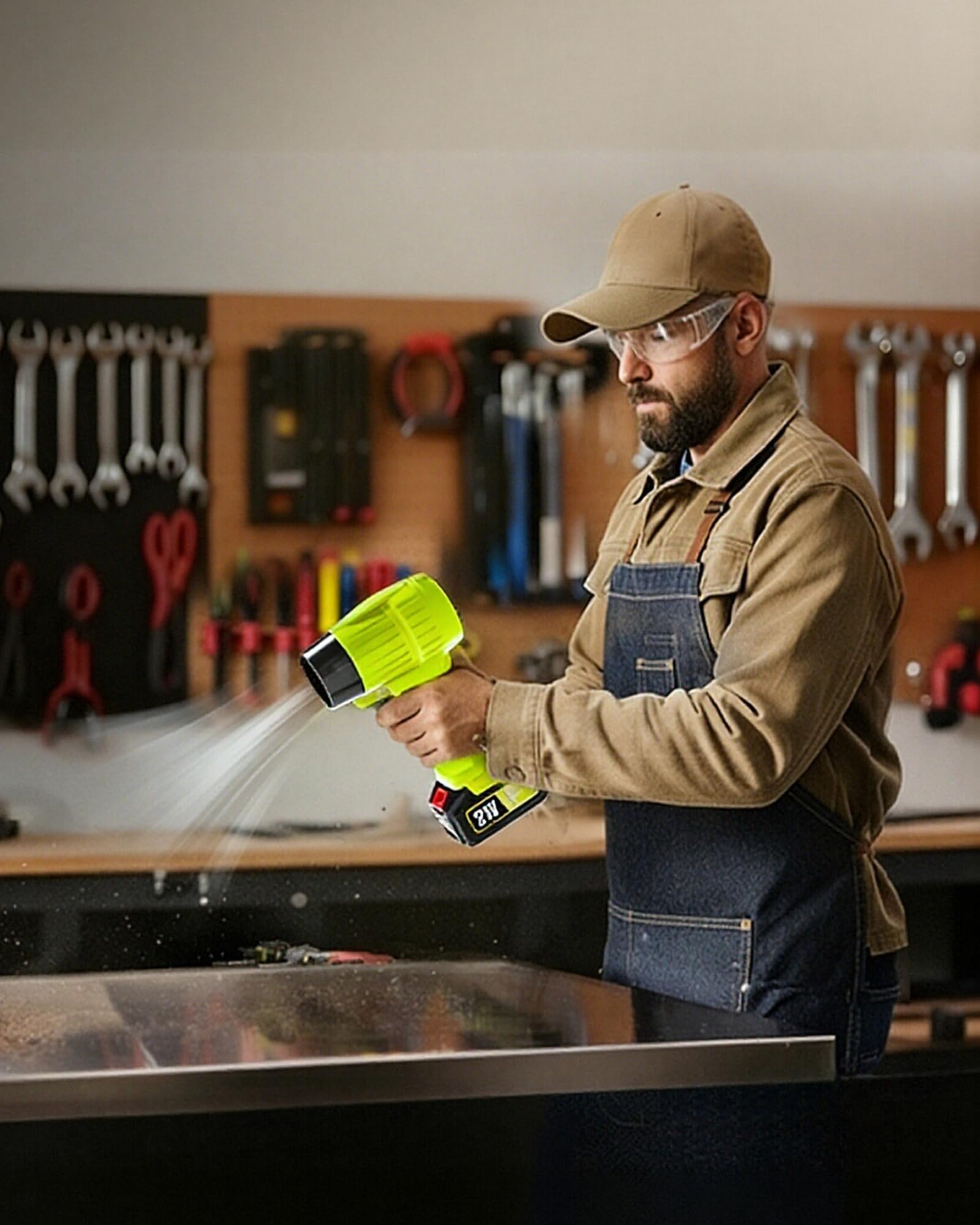Tecboy Bullseye Blower LED battery indicator shows charge status.