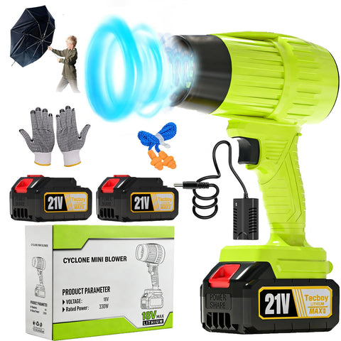 Tecboy Bullseye Blower handheld turbo jet in action for quick leaf cleanup.