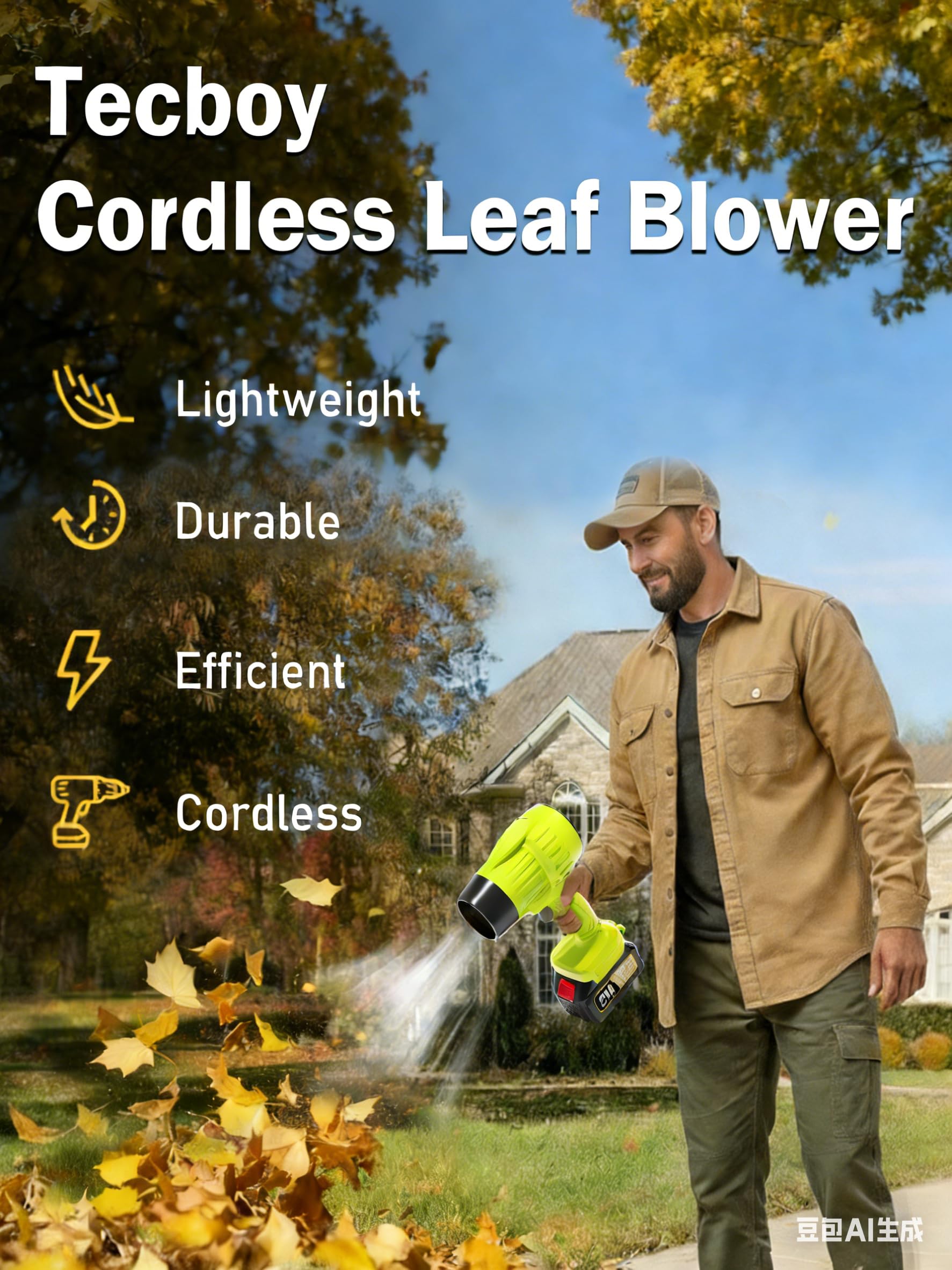 Tecboy Bullseye Blower demonstrates wind power up to 120 mph for stubborn debris.