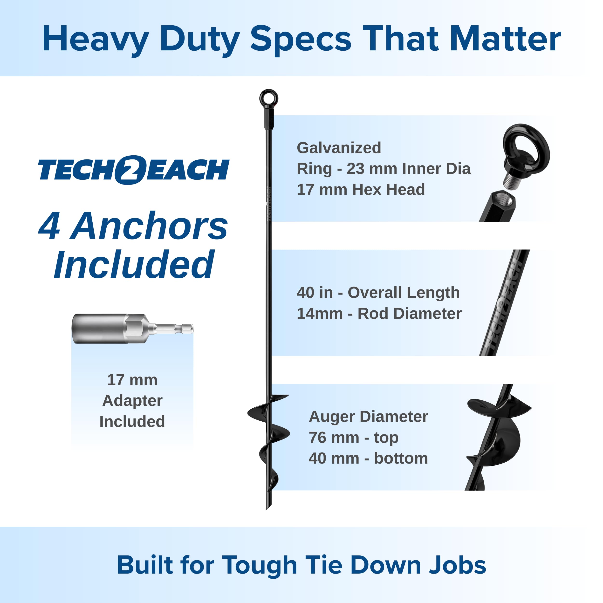 TECH2EACH four-pack ground anchors offering value for heavy-duty projects