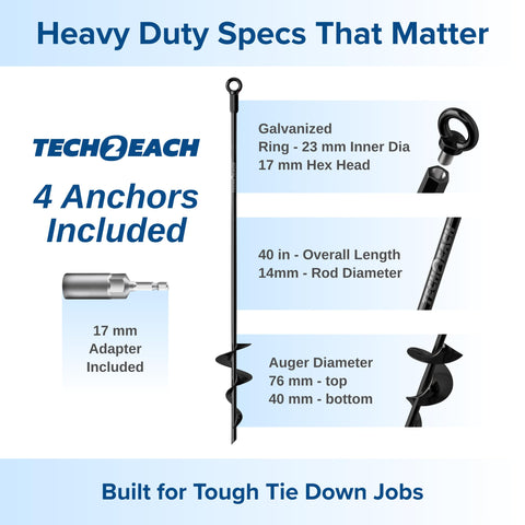 TECH2EACH four-pack ground anchors offering value for heavy-duty projects