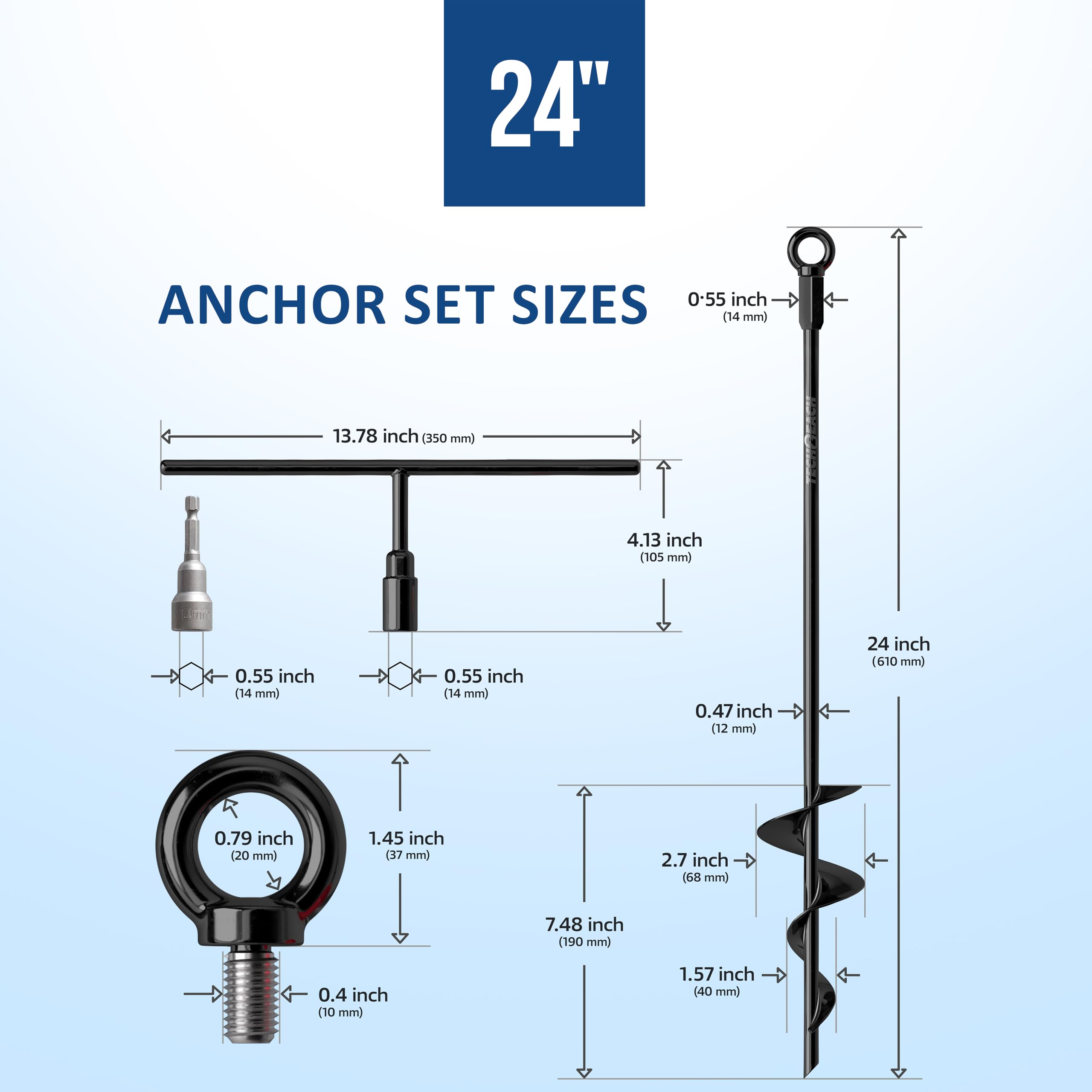TECH2EACH trampoline tie-down anchors ideal for playsets