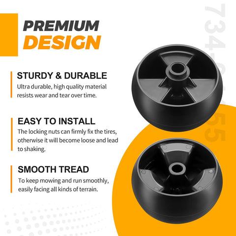 Techecook 5-inch lawn mower deck wheel; helps prevent deck scraping on uneven ground.