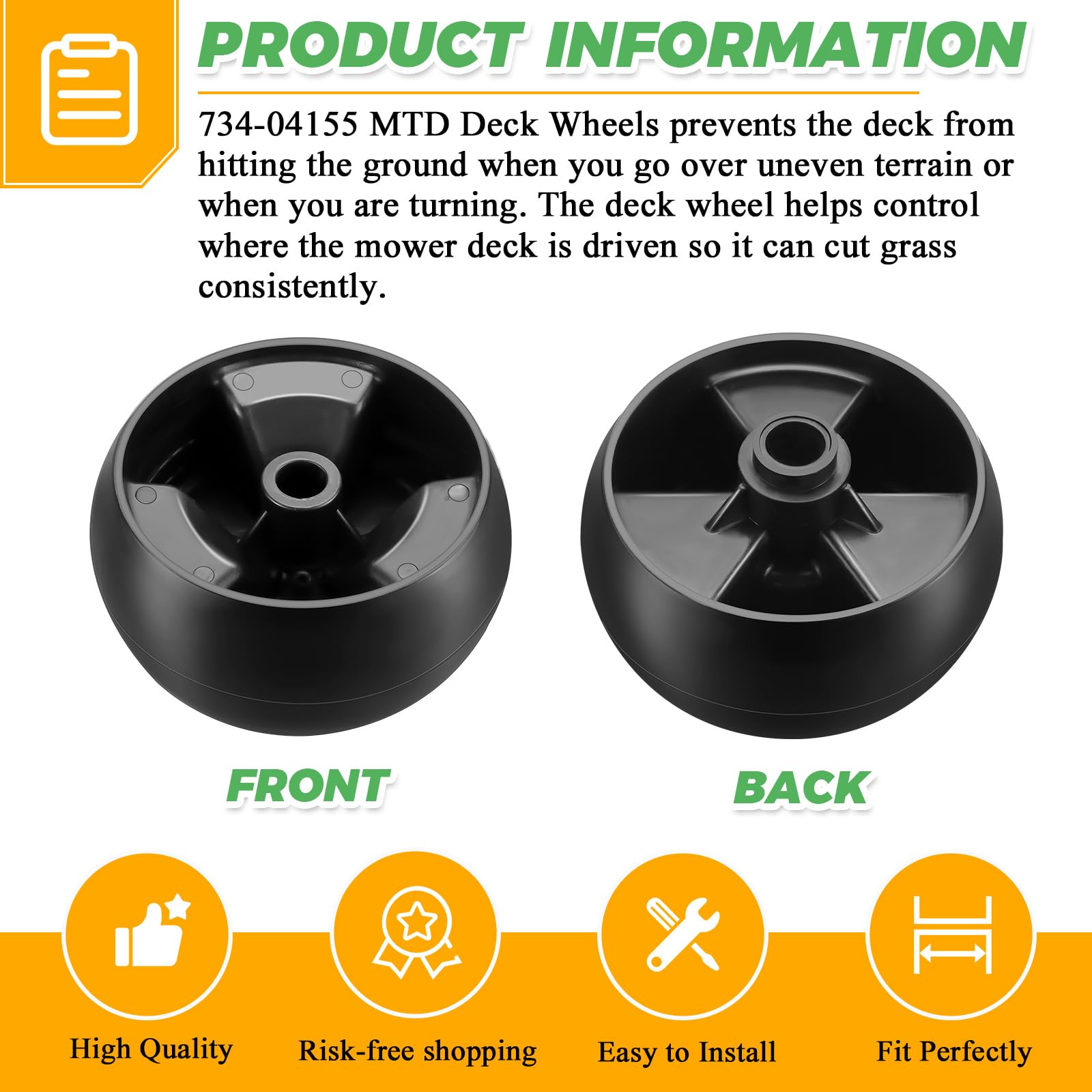 DIY installation guide for Techecook 734-04155 deck wheels