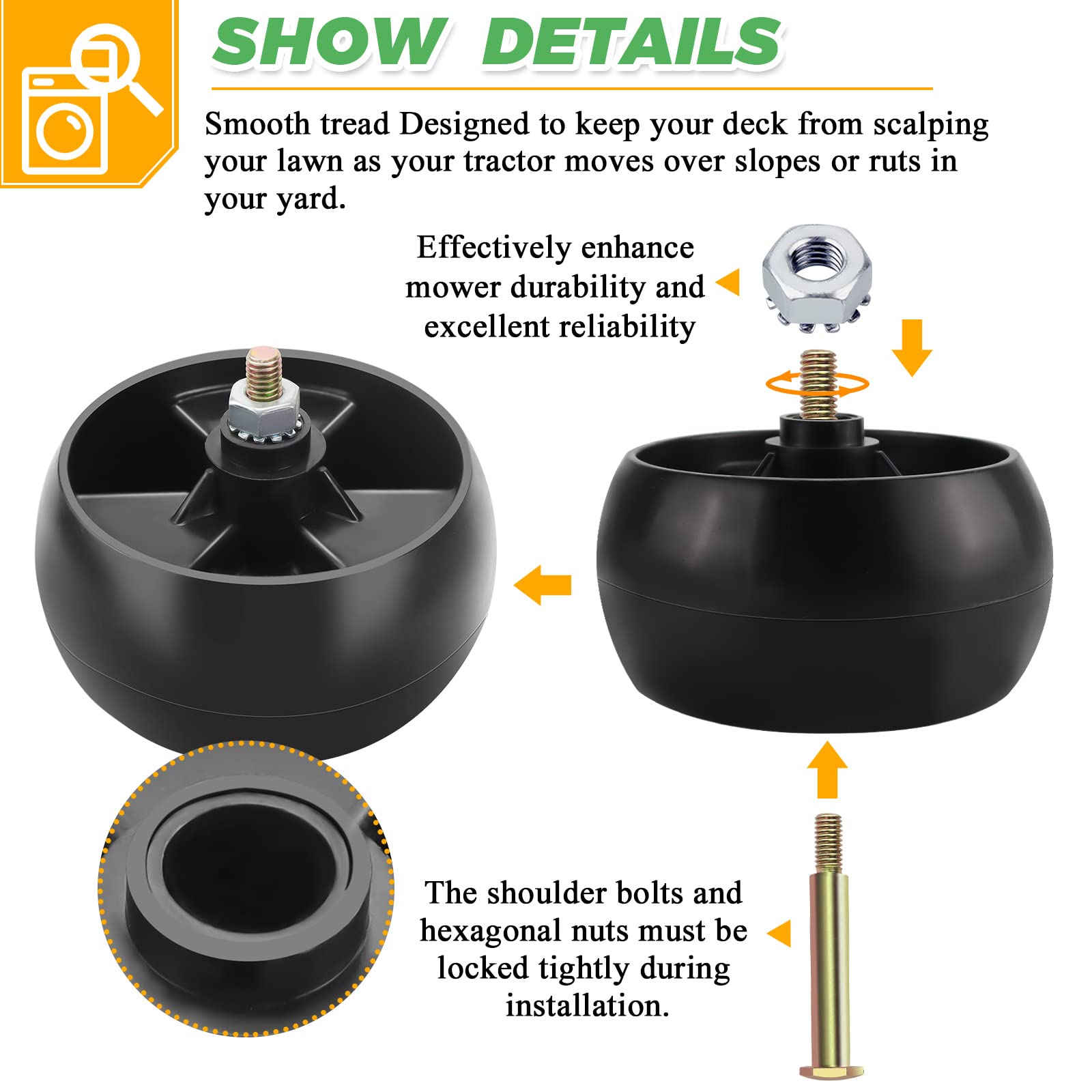 Techecook Cub Cadet compatible deck wheel; smooth performance with included hardware.