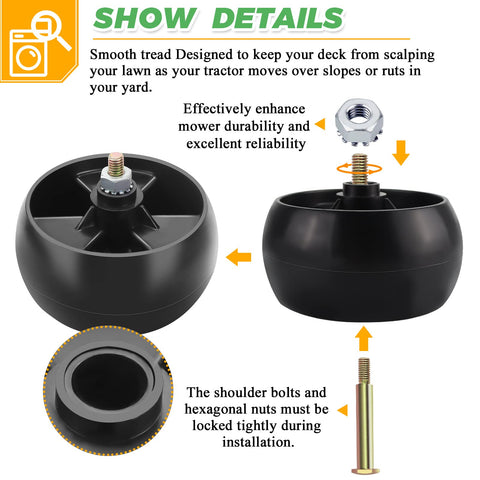 Techecook Cub Cadet compatible deck wheel; smooth performance with included hardware.