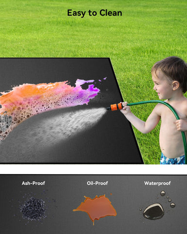 Techstarry large 29x29 mat under-deck protects patio surfaces.