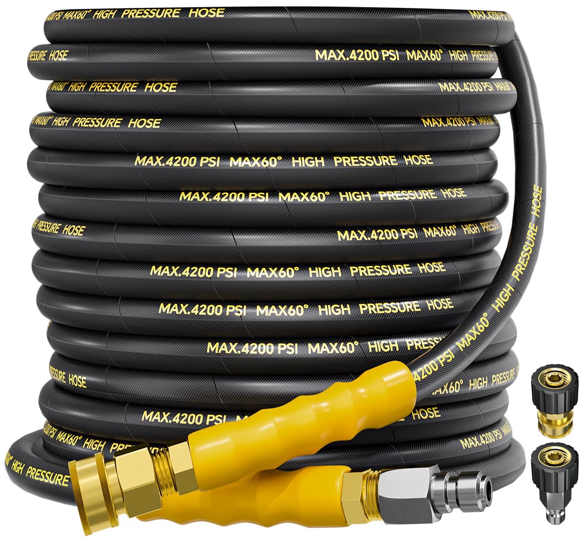 TechSweepPro 4200psi hose 50ft with swivel quick connect for easy, kink-free setup.