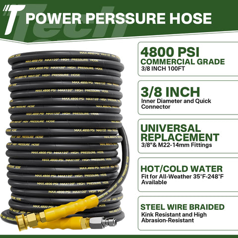 TechSweepPro 50ft kink-resistant steel-braid hose for stable water flow