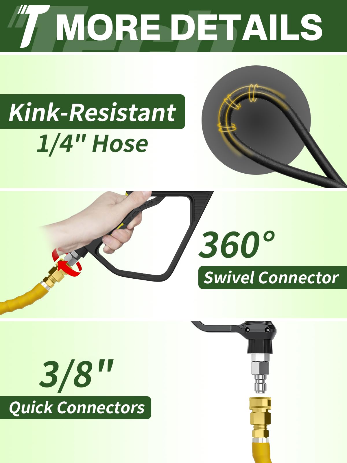 TechSweepPro hot and cold water capable hose for versatile cleaning.