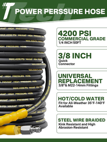 TechSweepPro steel wire braided hose delivers durability for tough cleaning jobs.
