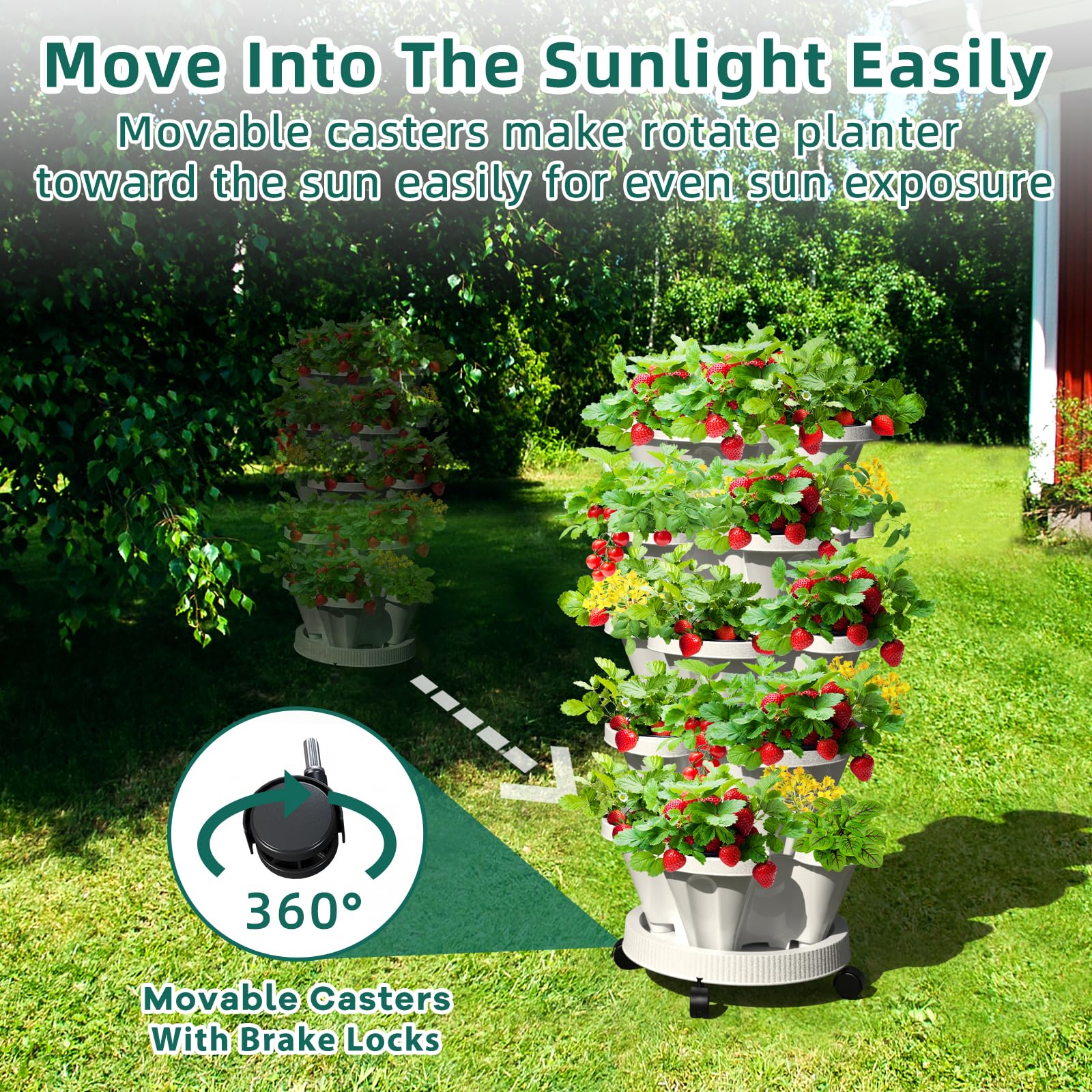 Tectsia 7-tier vertical planter side view demonstrates compact stacking