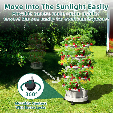 Tectsia 7-tier vertical planter side view demonstrates compact stacking