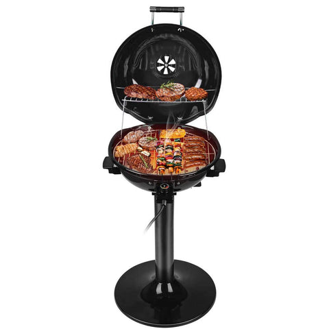 Techwood Electric Grill assembly view shows easy setup for indoor and outdoor use.