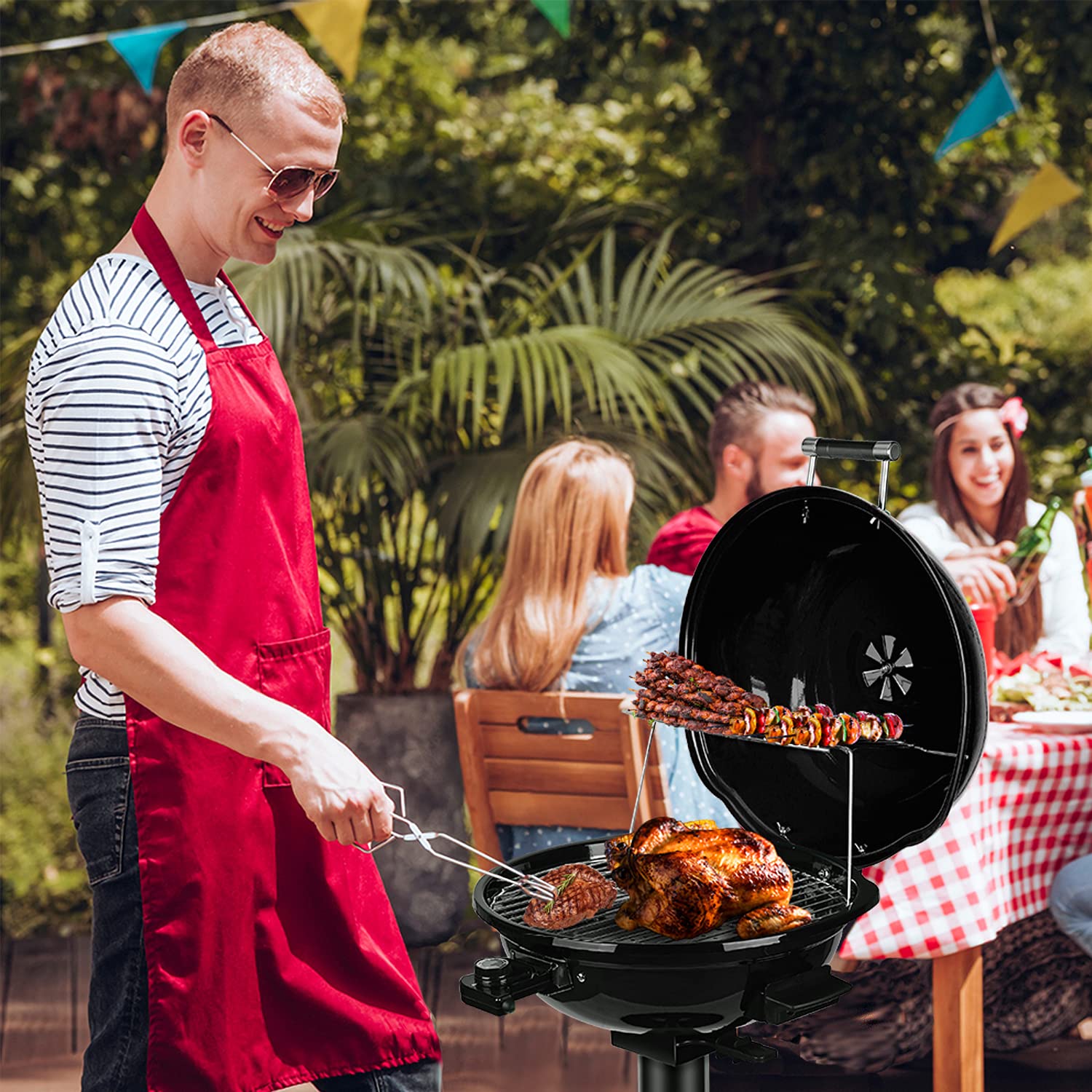 Techwood Electric Grill removable grease pan for simple cleanup.