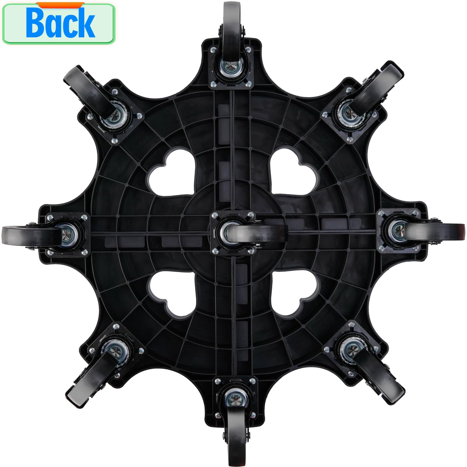 TECHYANG black plant caddy with 9 wheels stays stable and rustproof under weather