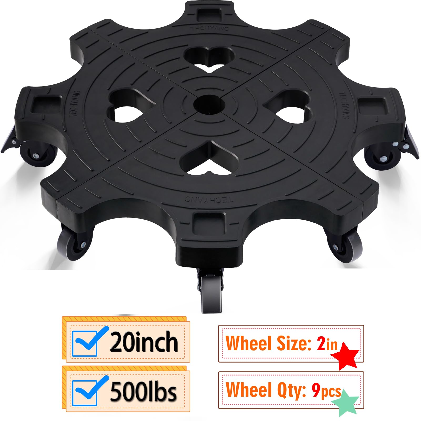 Techyang easy-assembly in minutes for quick setup of the plant caddy.
