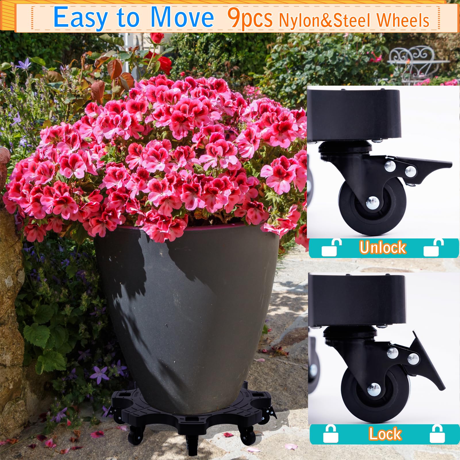 Techyang large pot tree cart grips bulky planters and trees securely.