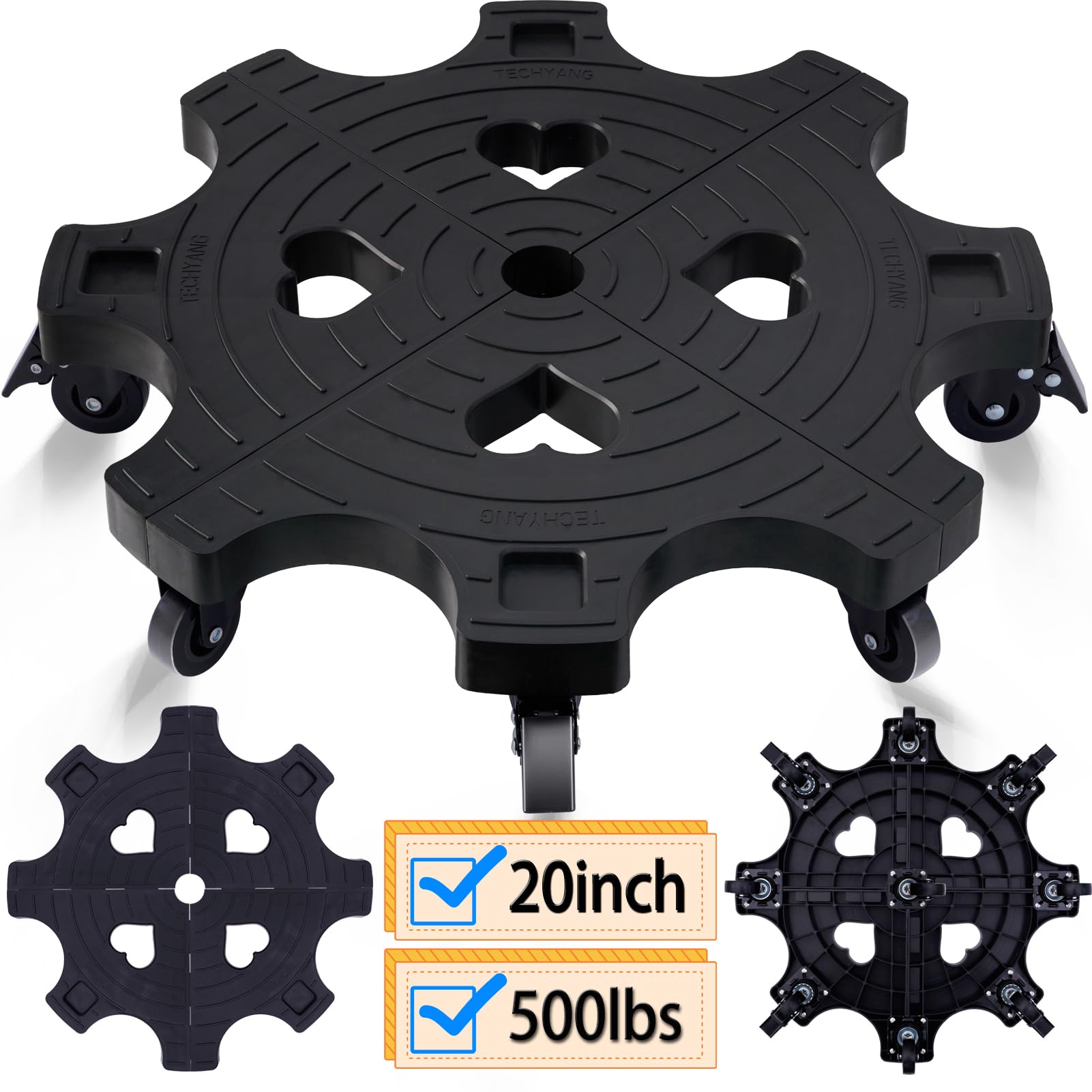 Techyang plant dolly 20inch enables easy relocation of heavy pots.