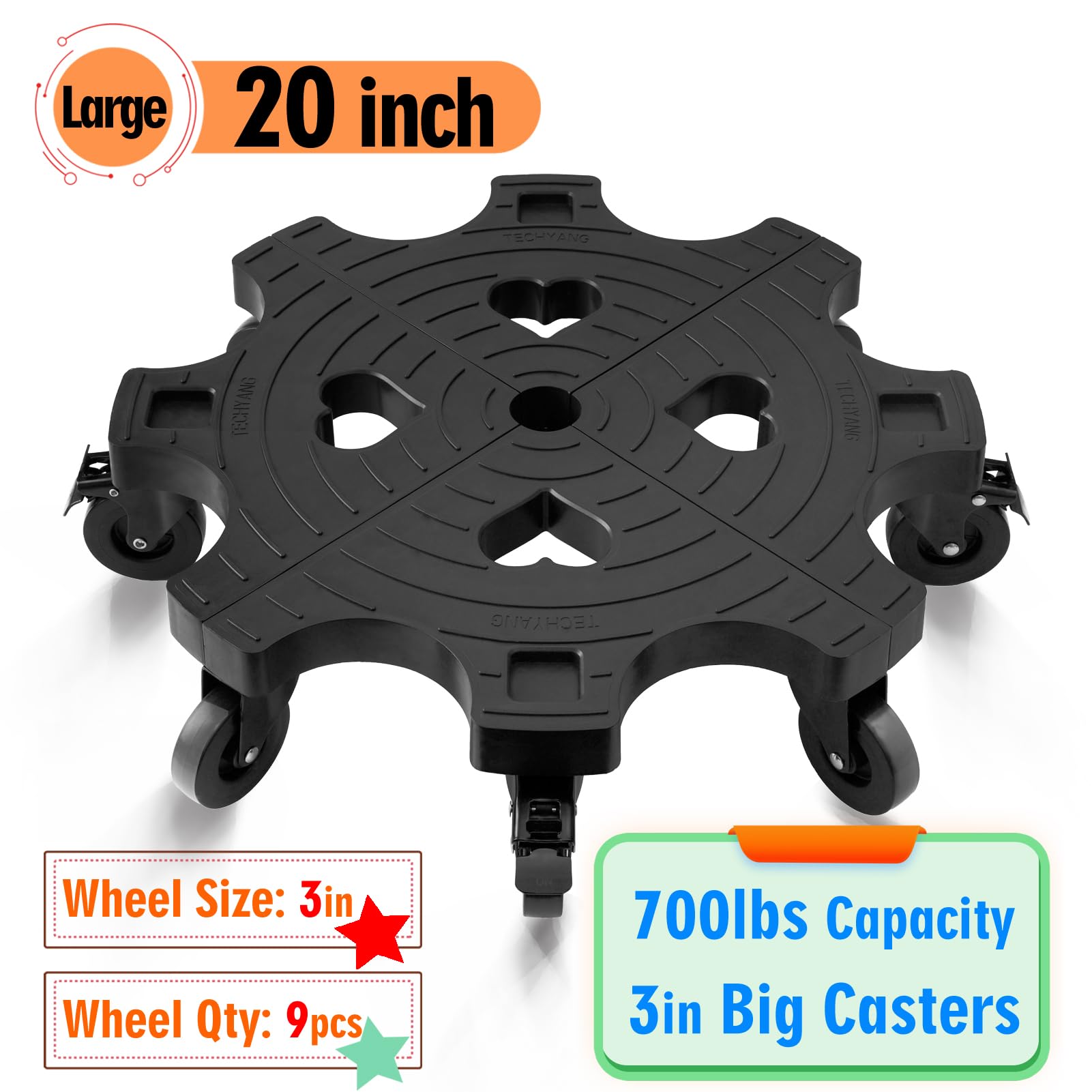 TECHYANG UV-resistant plastic ensures durable outdoor use and long life