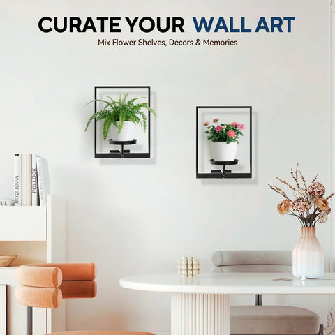 Tecked wall-mount black plant rack complements modern interiors.