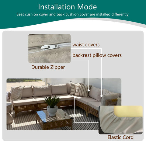 TECOSARA backrest cushion cover with zipper keeps cushions secure outdoors