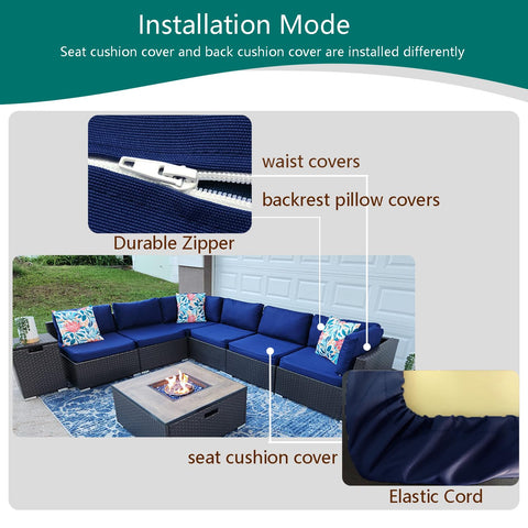 TECOSARA blue cushion covers packaging view, convenient 14-piece set.