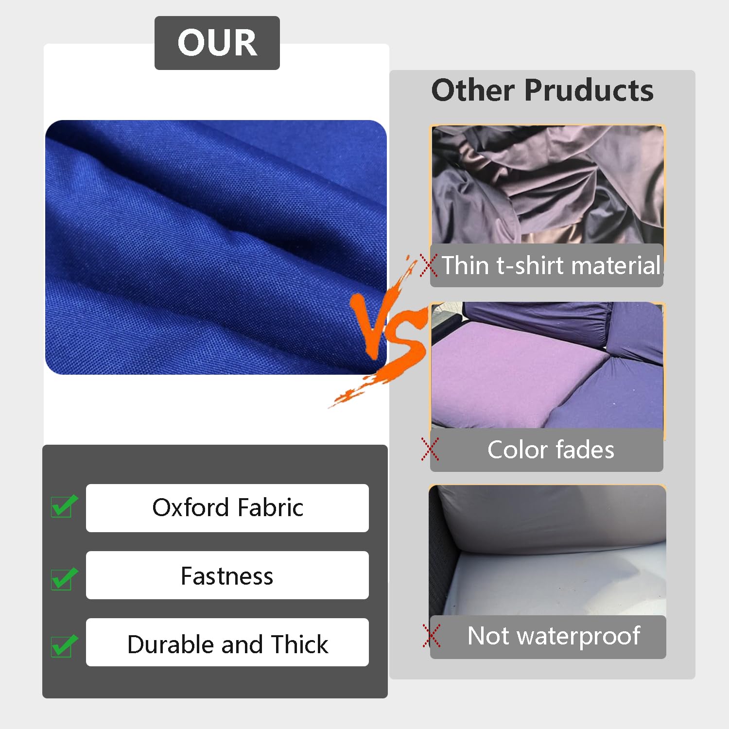TECOSARA blue cushion covers water-resistant feature for outdoor use.