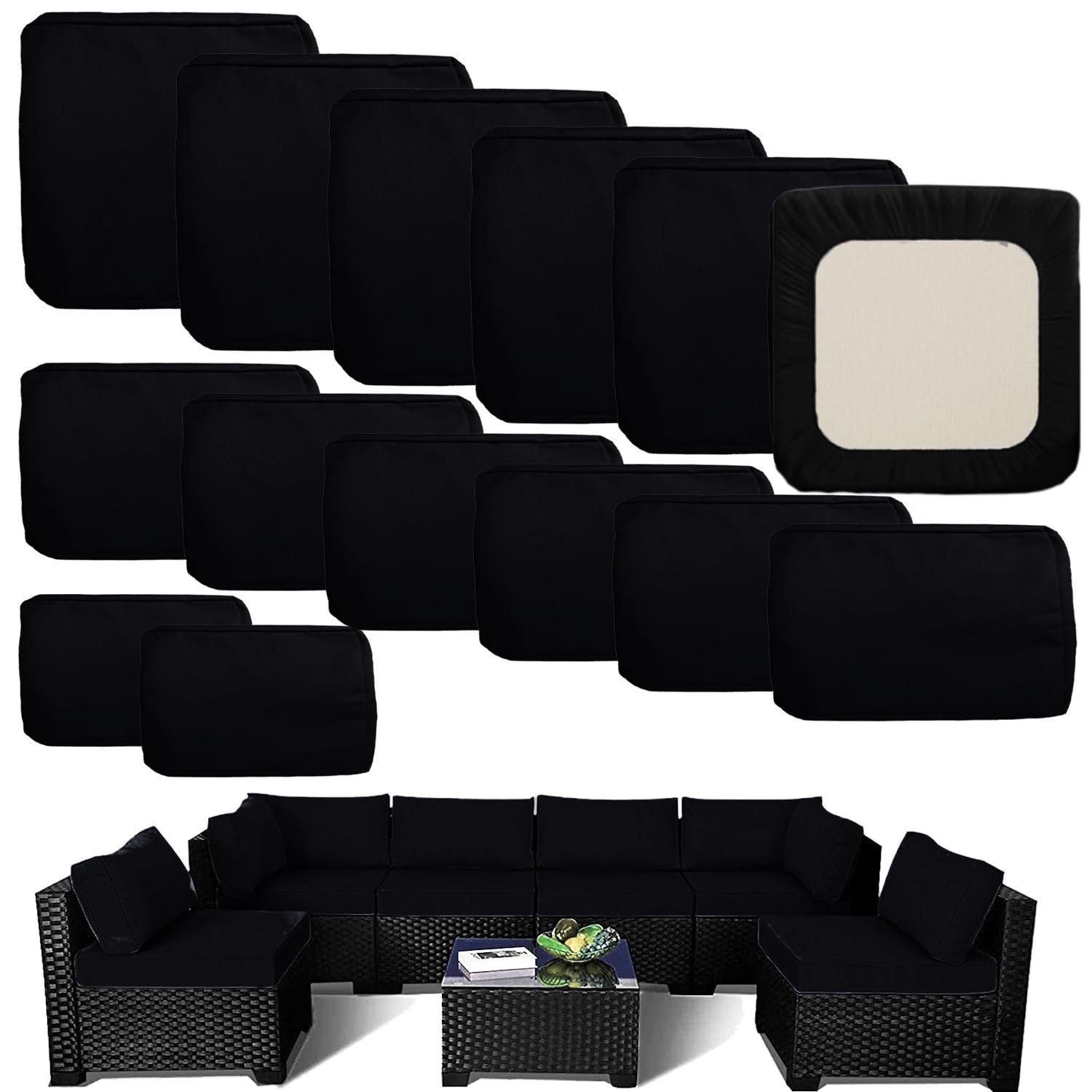 TECOSARA outdoor cushion covers for seat cushions, durable and easy to clean.