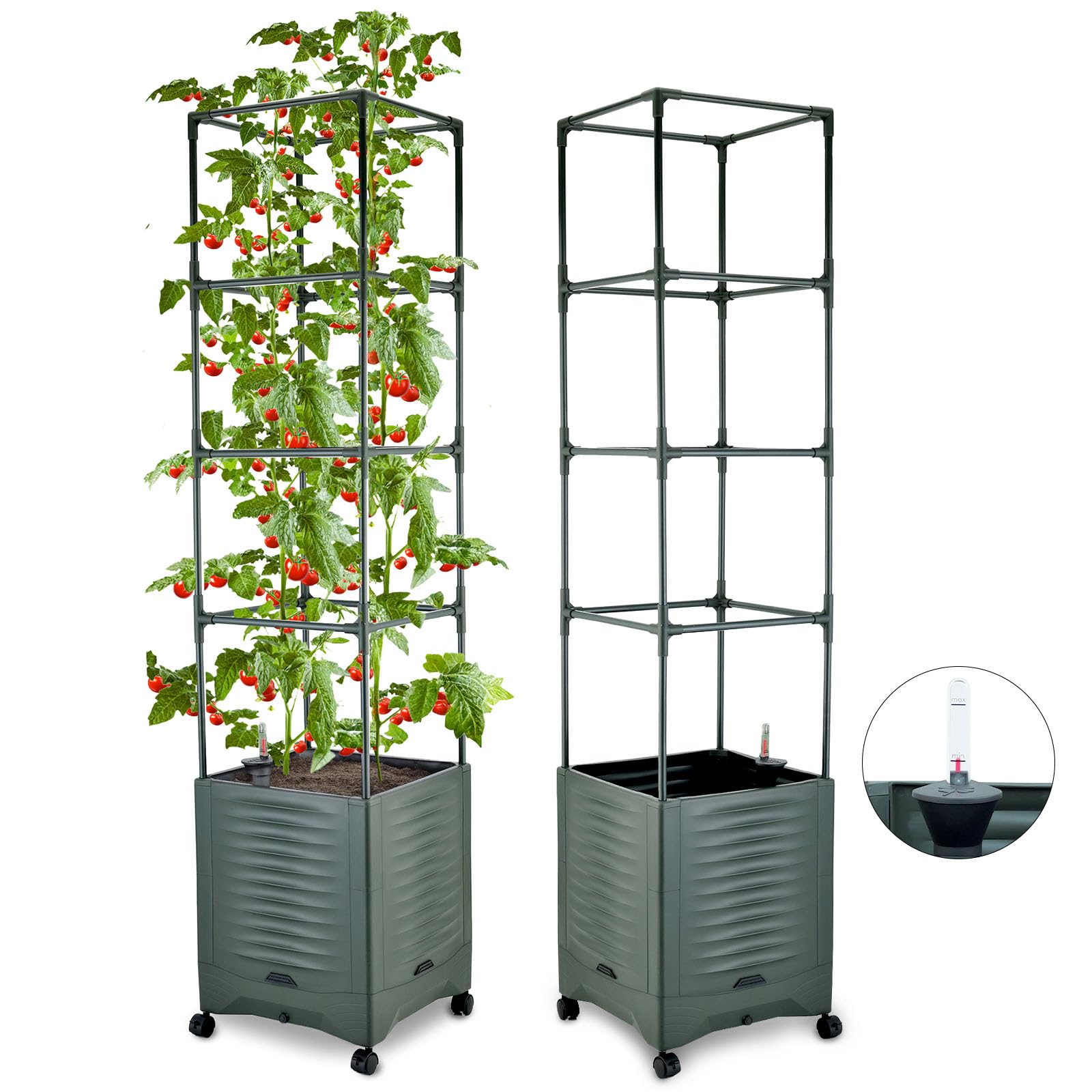TeCreatio tomato planter fully assembled, ready for sun-loving container gardening