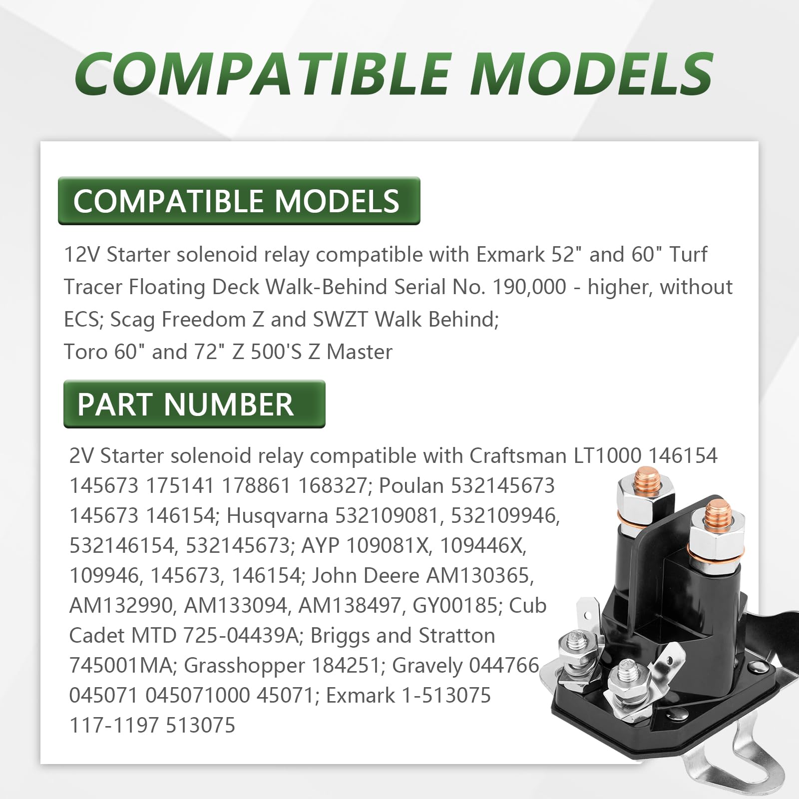 Tecreddy 12V solenoid mounted on a lawn mower for reliable starting