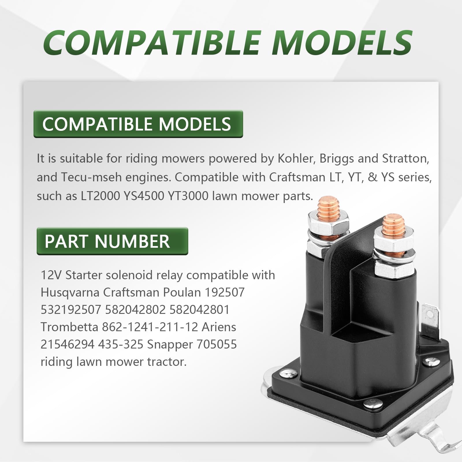 Tecreddy 192507 solenoid with 1/4 terminal stud for strong contact.