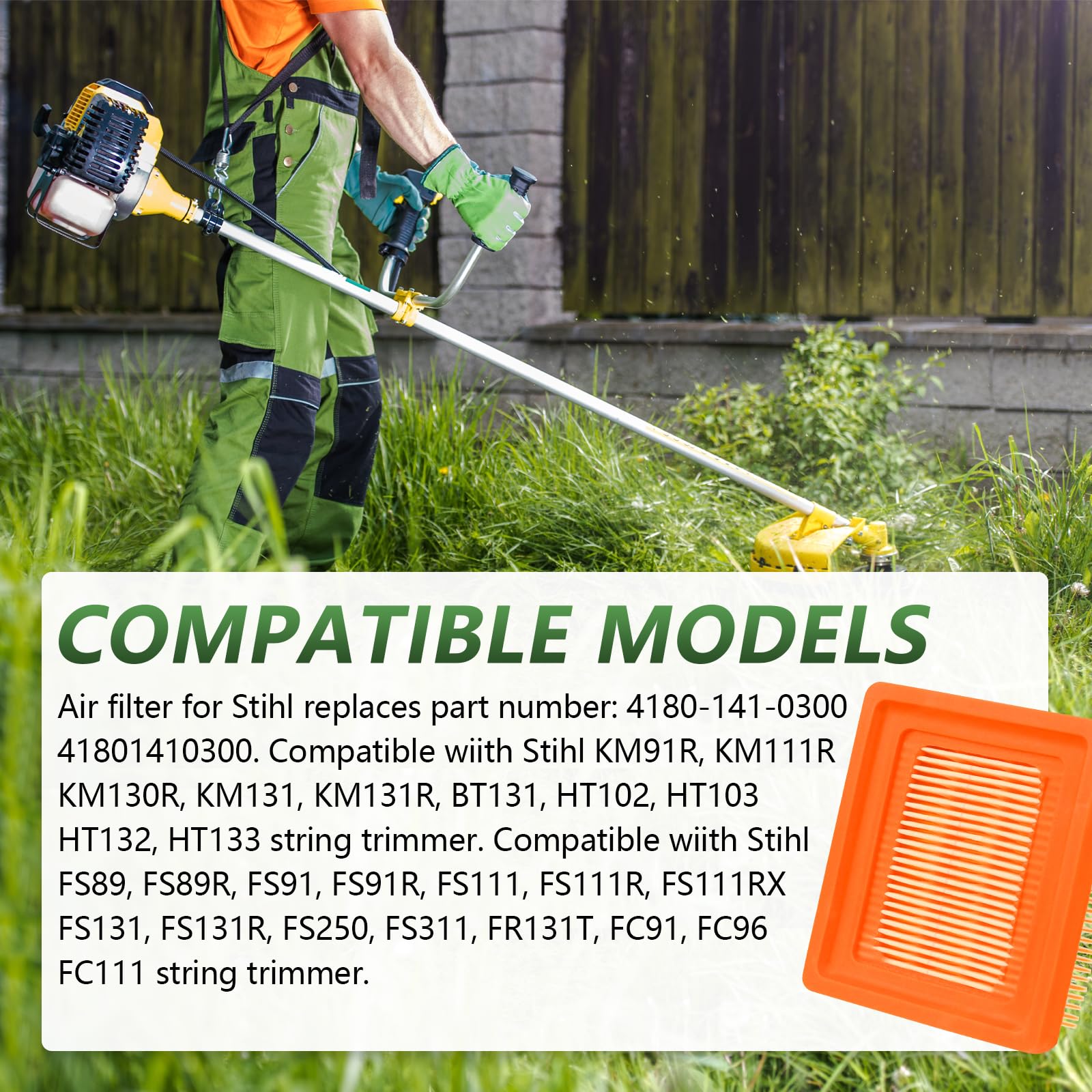 Tecreddy air filter being installed on a Stihl trimmer