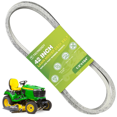 Tecreddy GX20072 deck belt on a John Deere 42-inch mower for reliable cuts.