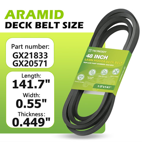 Tecreddy GX21833 belt installation on a John Deere mower for quick DIY replacement.