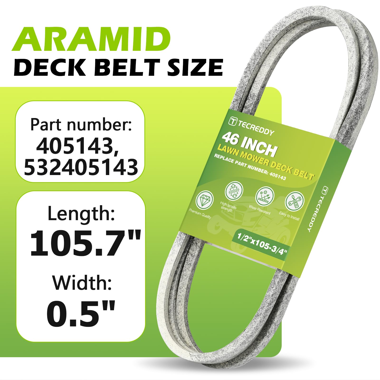 Tecreddy belt showing Husqvarna compatibility for easy replacement