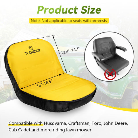 Tecreddy seat cover with back pockets organizing gloves and tools during yard work