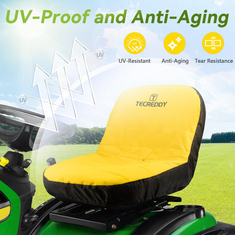 Elastic hem ensures quick, secure fit around your mower seat