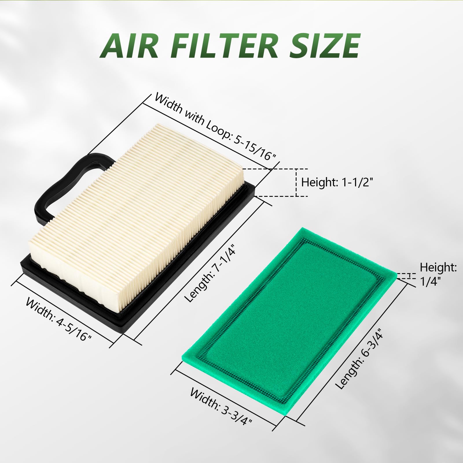 Tecreddy air filter dimensions 7-3/8 x 4-3/8 x 1-1/2 inches fit many models.