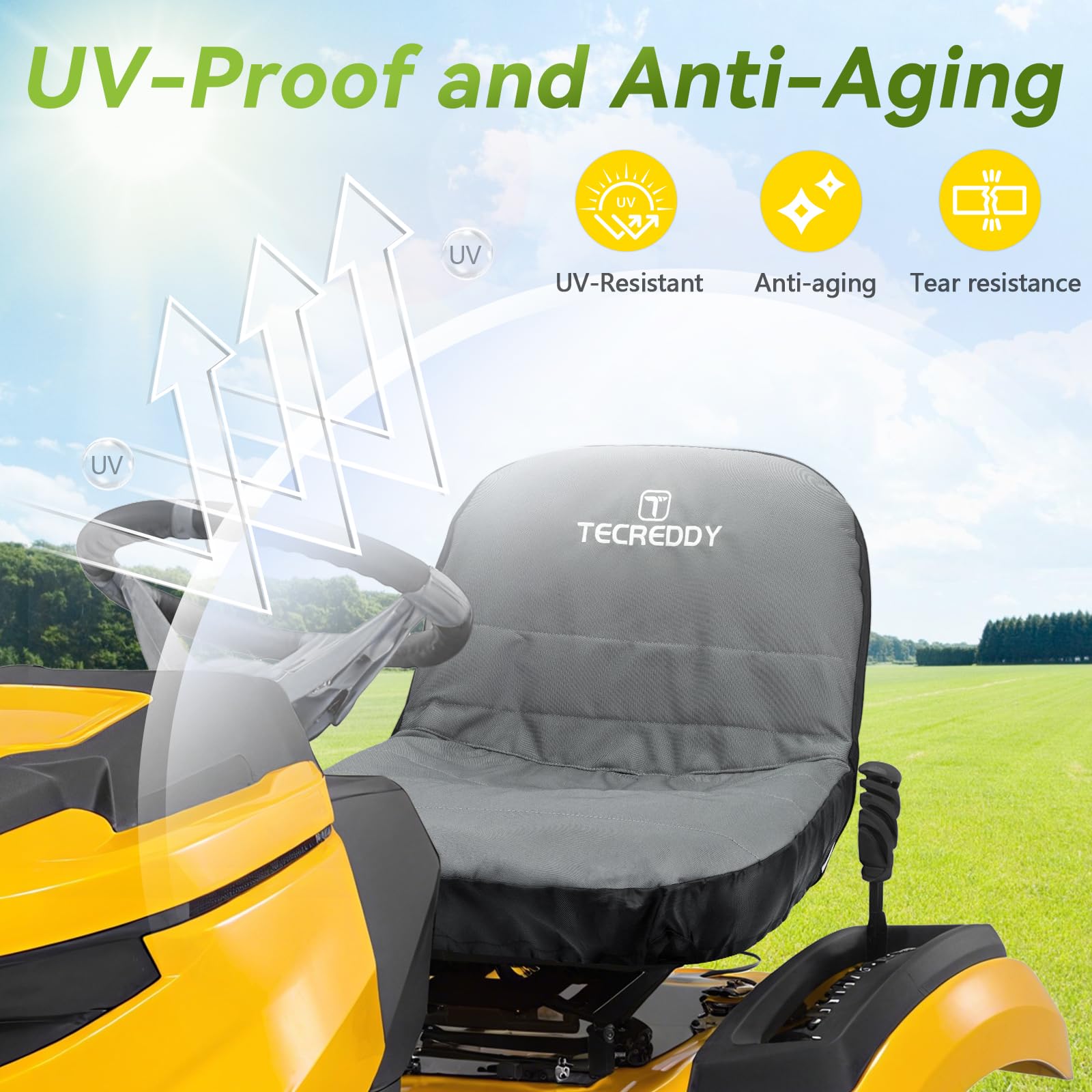 Tecreddy seat cover elastic hem enables quick, easy installation.